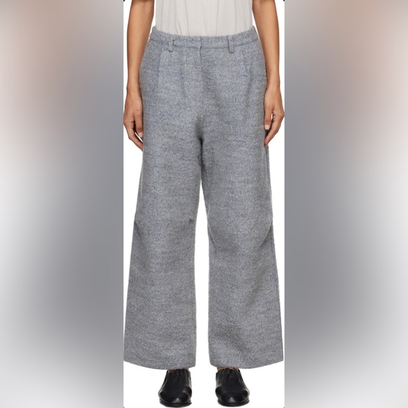 DEIJI STUDIOSGray Boiled Wool Trousers In Blue Grey